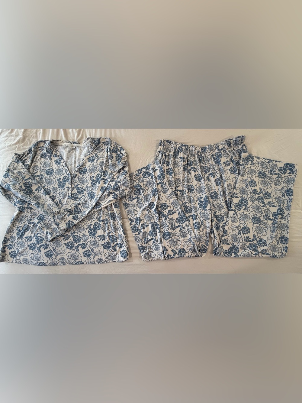 Berkshire Blue and White Floral Pajama Set